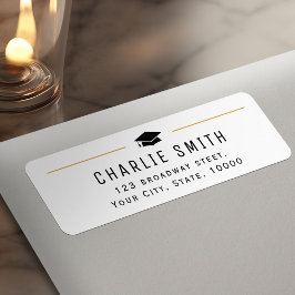 Etiqueta Dirección de retorno de graduado de tipografía sim