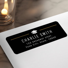 Etiqueta Dirección de retorno de graduado de tipografía sim