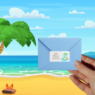 Etiqueta dirección de retorno de invitación a boda Palm Tre