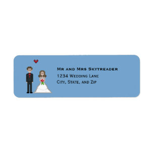Etiqueta Dirección de retorno de la novia y el Boda Groom d