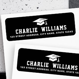 Etiqueta Dirección de retorno de la tapa de graduación negr