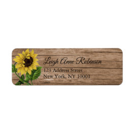 Etiqueta Dirección de retorno de madera de girasol floral r
