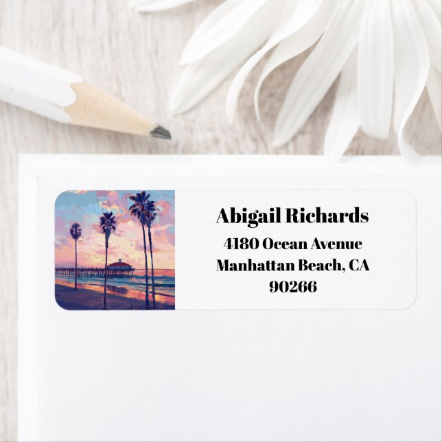 Etiqueta Dirección de retorno de Manhattan Beach California (In situ)