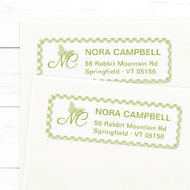 Etiqueta Dirección de retorno de mariposa Monograma Verde G