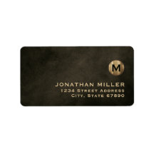 Dirección de retorno de monograma de oro negro mod