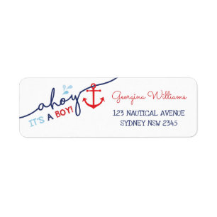 Etiqueta Dirección de retorno de Nautical Boy Baby Shower A