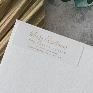 Etiqueta Dirección de retorno de navidad minimalista Gold M