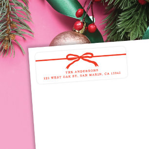 Etiqueta Dirección de retorno de Navidades de arco rojo dib