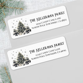 Etiqueta Dirección de retorno de Navidades elegantes y blan