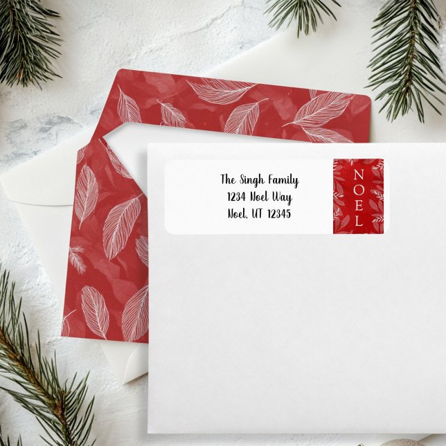 Etiqueta Dirección de retorno de "Noel" rojo (Red noel envelope)