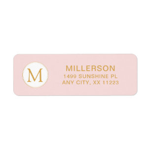 Etiqueta Dirección de retorno de oro rosa negro monograma