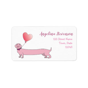 Etiqueta Dirección de Retorno de Perro Dachshund Rosa