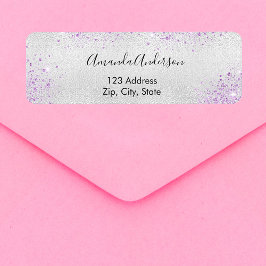 Etiqueta Dirección de retorno de polvo de purpurina metaliz