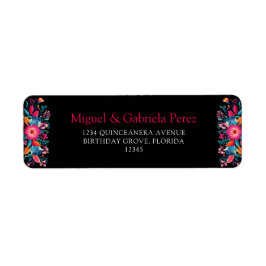 Etiqueta Dirección de Retorno de Quinceañera Floral Mexican