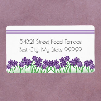 Etiqueta Dirección de retorno de vegetación floral púrpura