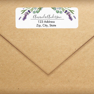 Etiqueta Dirección de retorno de vegetación violeta lavanda
