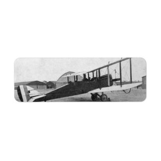 Etiqueta Dirección de retorno de vintage del avión de aviac