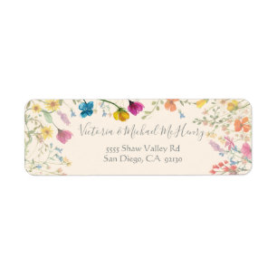 Etiqueta Dirección de retorno de Wildflower Boho Floral Gar