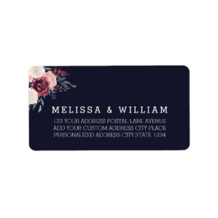 Etiqueta Dirección de retorno del Boda de la Marina Floral 