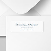 Dirección de retorno del boda de script azul polvo