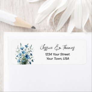 Etiqueta Dirección de retorno del Boda Dusty Blue Boho Wild