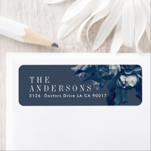 Etiqueta Dirección de retorno del Boda Navy Bouquet