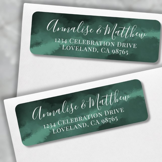 Etiqueta Dirección de retorno del Boda verde elegante clási (Classic Elegant Green Wedding Return Address label)