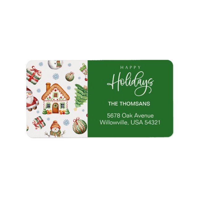 Etiqueta Dirección de retorno del patrón Gingerbread de Nav (Frente)