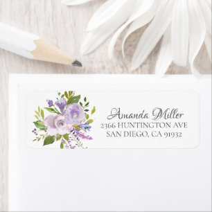 Etiqueta Dirección de retorno floral de la lavanda colorida