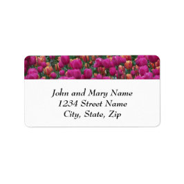 Etiqueta Dirección de retorno floral de tulipanes rosados c