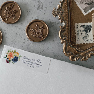 Etiqueta Dirección de retorno floral elegante multicolor 