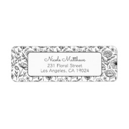 Etiqueta Dirección de retorno floral minimalista en blanco 