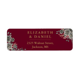 Etiqueta Dirección De Retorno Gótico De Floral De Borgoña Y
