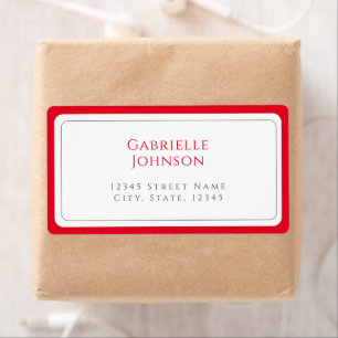 Etiqueta Dirección de Retorno Minimalista Blanco y Rojo Cer