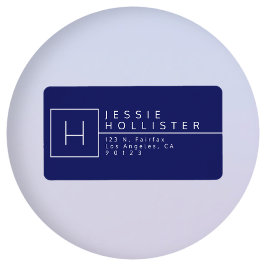 Etiqueta Dirección de retorno monogramada azul de la marina