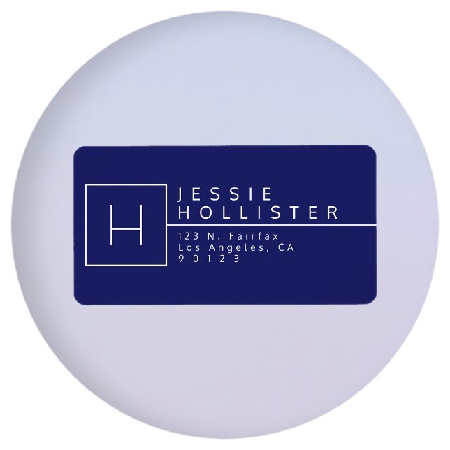 Etiqueta Dirección de retorno monogramada azul de la marina (Subido por el creador)