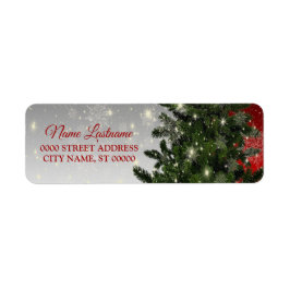 Etiqueta Dirección de retorno Navidades Green Tree Red Silv
