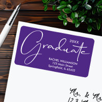 Dirección de retorno púrpura del guión de graduaci