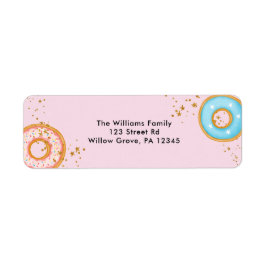 Etiqueta Dirección de retorno rosa de Donuts Gold Sprinkles