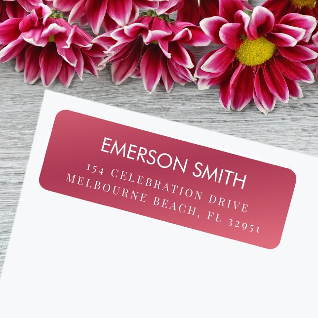 Etiqueta Dirección de retorno rosa mínima moderna ( custom pink return address labels! personalized with your name and address High-quality adhesive.)