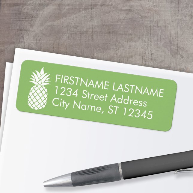 Etiqueta Dirección de retorno verde de piña y piña (Custom Return Address Labels - Low Minimum)