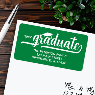 Etiqueta Dirección de retorno verde del título de graduació
