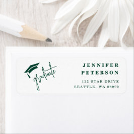 Etiqueta Dirección de retorno verde del título de graduado