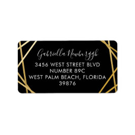 Etiqueta Dirección de RSVP Geométrica Moderna de Oro Negro