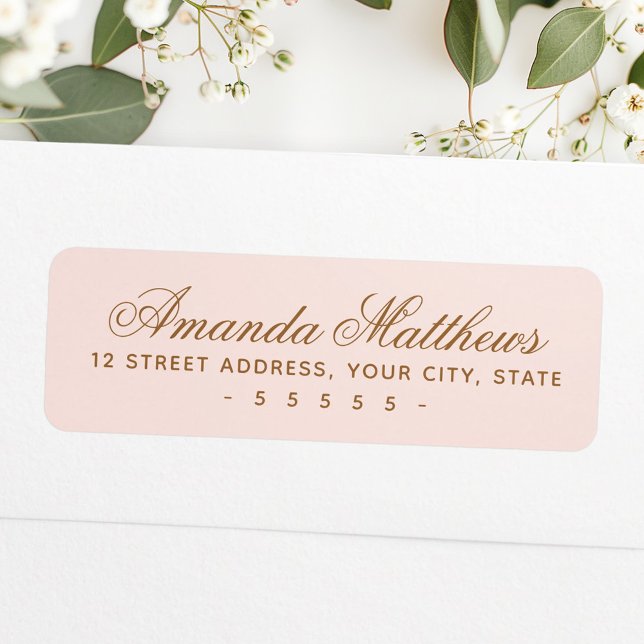 Etiqueta dirección de script de caligrafía rosa rosa de mod (Chic trendy blush pink calligraphy script address label)