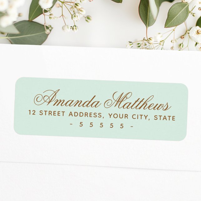 Etiqueta dirección de script de caligrafía verde de moda de (Chic trendy mint green calligraphy script address label)