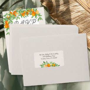 Etiqueta Dirección de Sobre de RSVP de Flor de Naranja