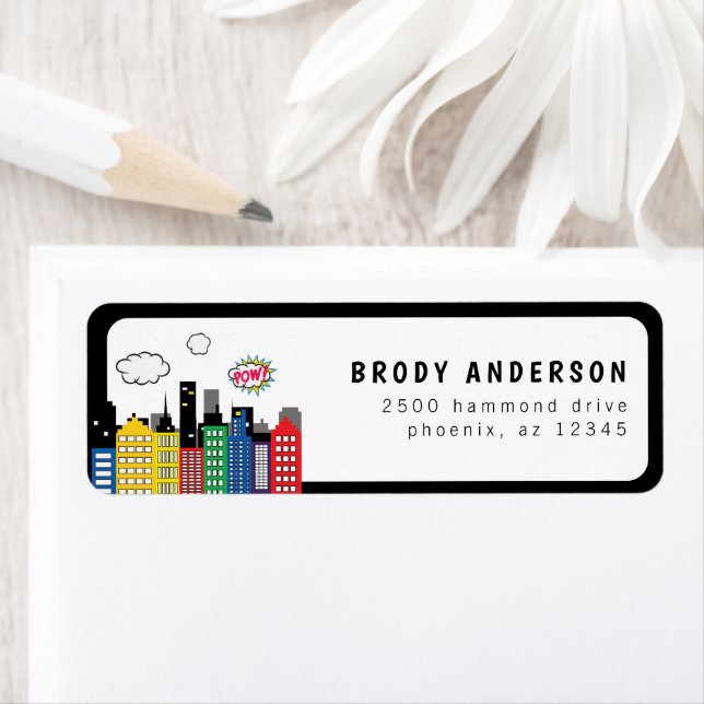 Etiqueta Dirección de tema de cómic de superhéroe (In situ)