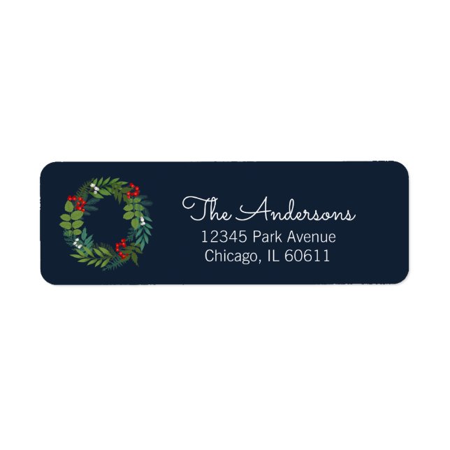 Etiqueta Dirección De Vacaciones Holly Y Greenery (Frente)