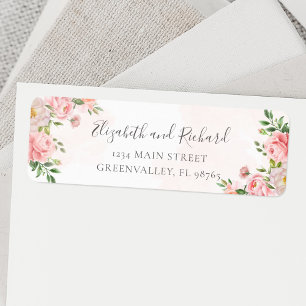 Etiqueta Dirección de vegetación floral de color de agua ro